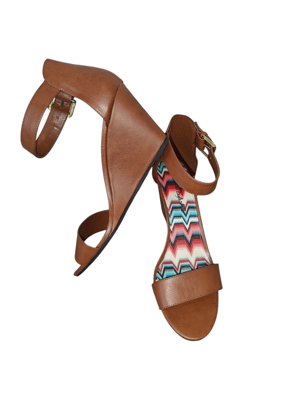 American Eagle Outfitters Tan Ankle-Strap Wedge Sandals Size 11